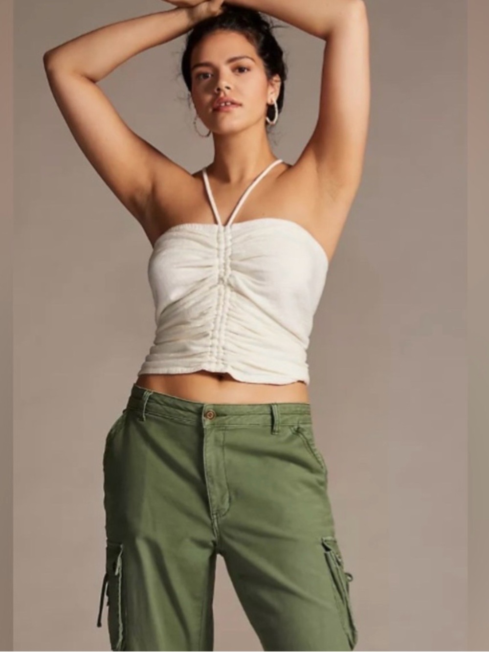 Anthropologie Pilcro ruched tank xsp